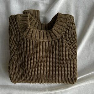 Everlane Olive Chunky Cotton Knit Sweater